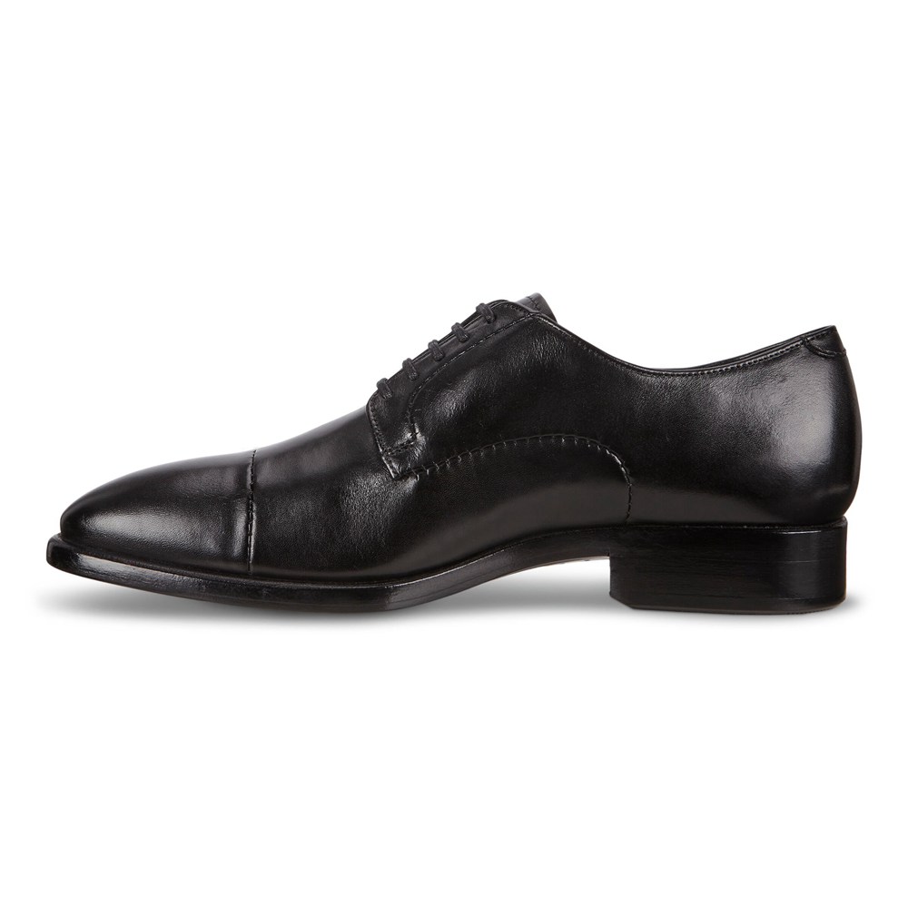 ECCO Mens Derby Shoe Black - Vitrus Mondial Cap-Toes - KMH-456790